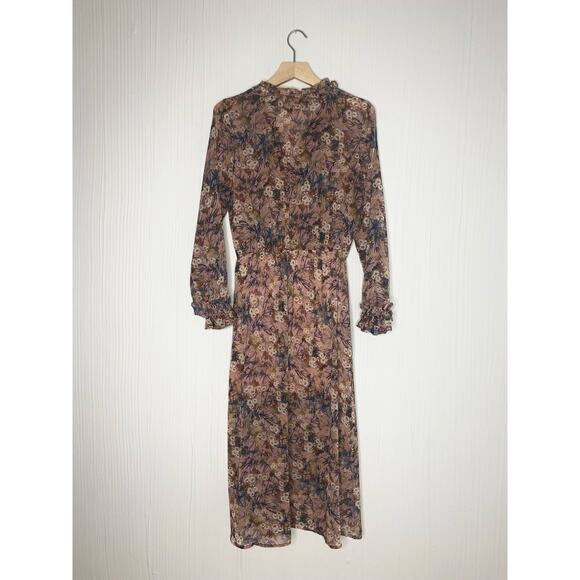 MANGO Sheer Chiffon Long Sleeve Floral Maxi Dress US XSMALL - Picture 13 of 16